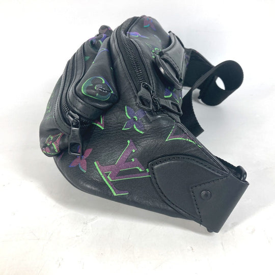 LOUIS VUITTON Sling bag M22494 leather black Monogram Spotlight Pattern Comet Bum Bag mens Used Authentic