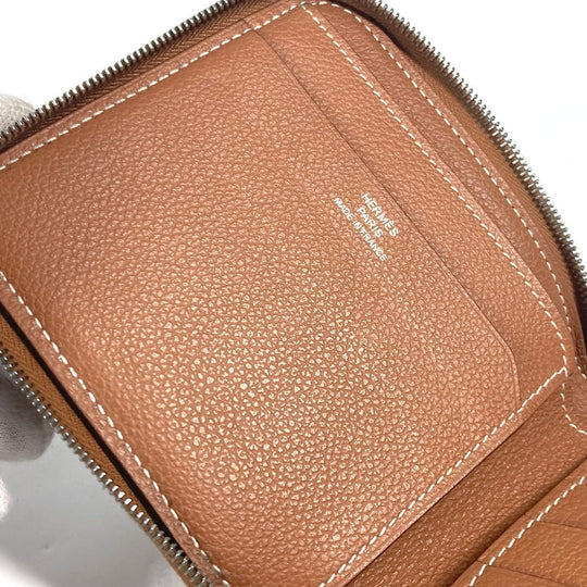 HERMES Folded wallet , Evercolor Brown Zip Around Zip Ungo Horse