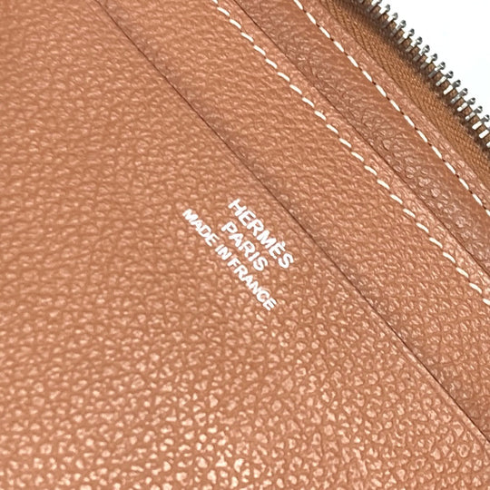 HERMES Folded wallet , Evercolor Brown Zip Around Zip Ungo Horse