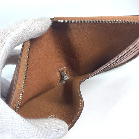 HERMES Folded wallet , Evercolor Brown Zip Around Zip Ungo Horse