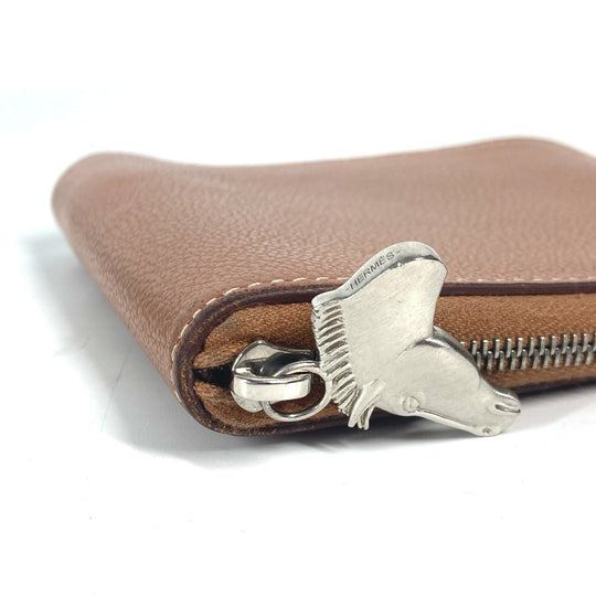HERMES Folded wallet , Evercolor Brown Zip Around Zip Ungo Horse