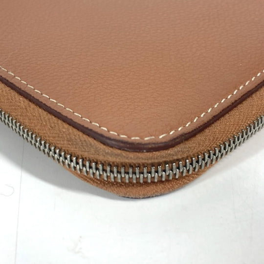 HERMES Folded wallet , Evercolor Brown Zip Around Zip Ungo Horse