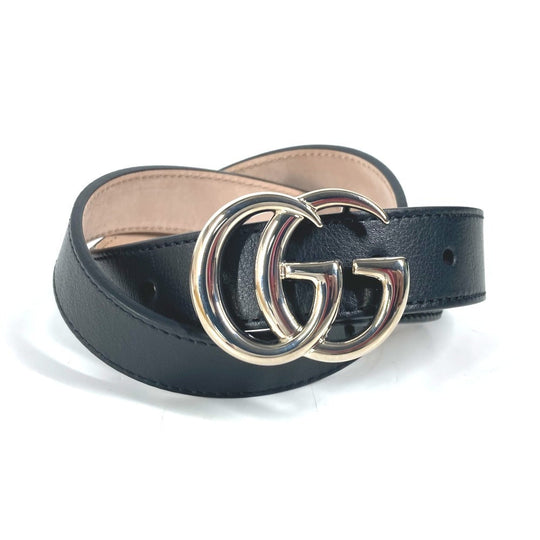 GUCCI belt 432707 leather black GG buckle Kids L Used Authentic