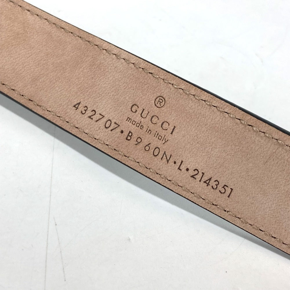 GUCCI belt 432707 leather black GG buckle Kids L Used Authentic