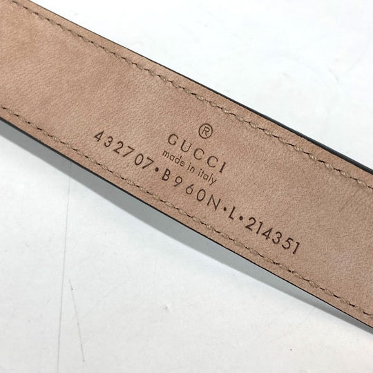 GUCCI belt 432707 leather black GG buckle Kids L Used Authentic