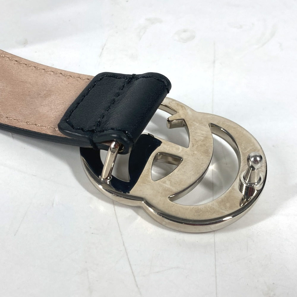 GUCCI belt 432707 leather black GG buckle Kids L Used Authentic