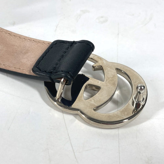 GUCCI belt 432707 leather black GG buckle Kids L Used Authentic