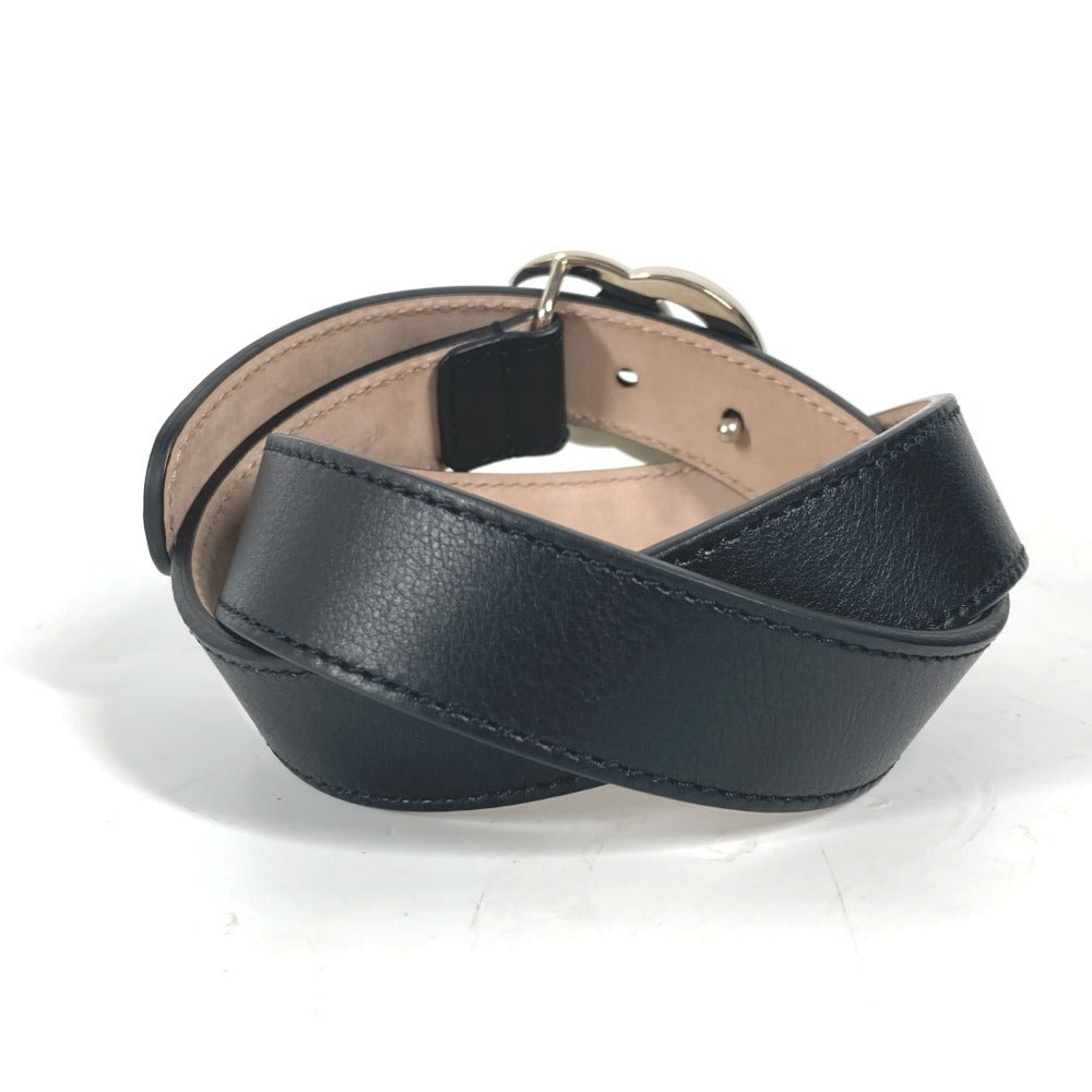 GUCCI belt 432707 leather black GG buckle Kids L Used Authentic