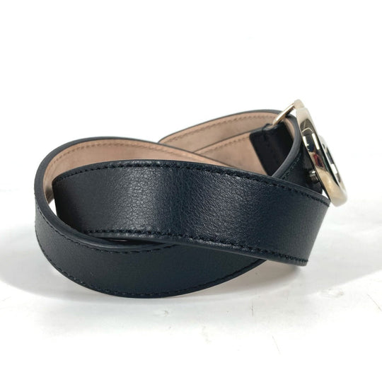 GUCCI belt 432707 leather black GG buckle Kids L Used Authentic