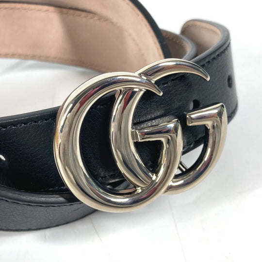 GUCCI belt 432707 leather black GG buckle Kids L Used Authentic