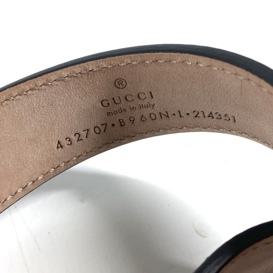 GUCCI belt 432707 leather black GG buckle Kids L Used Authentic