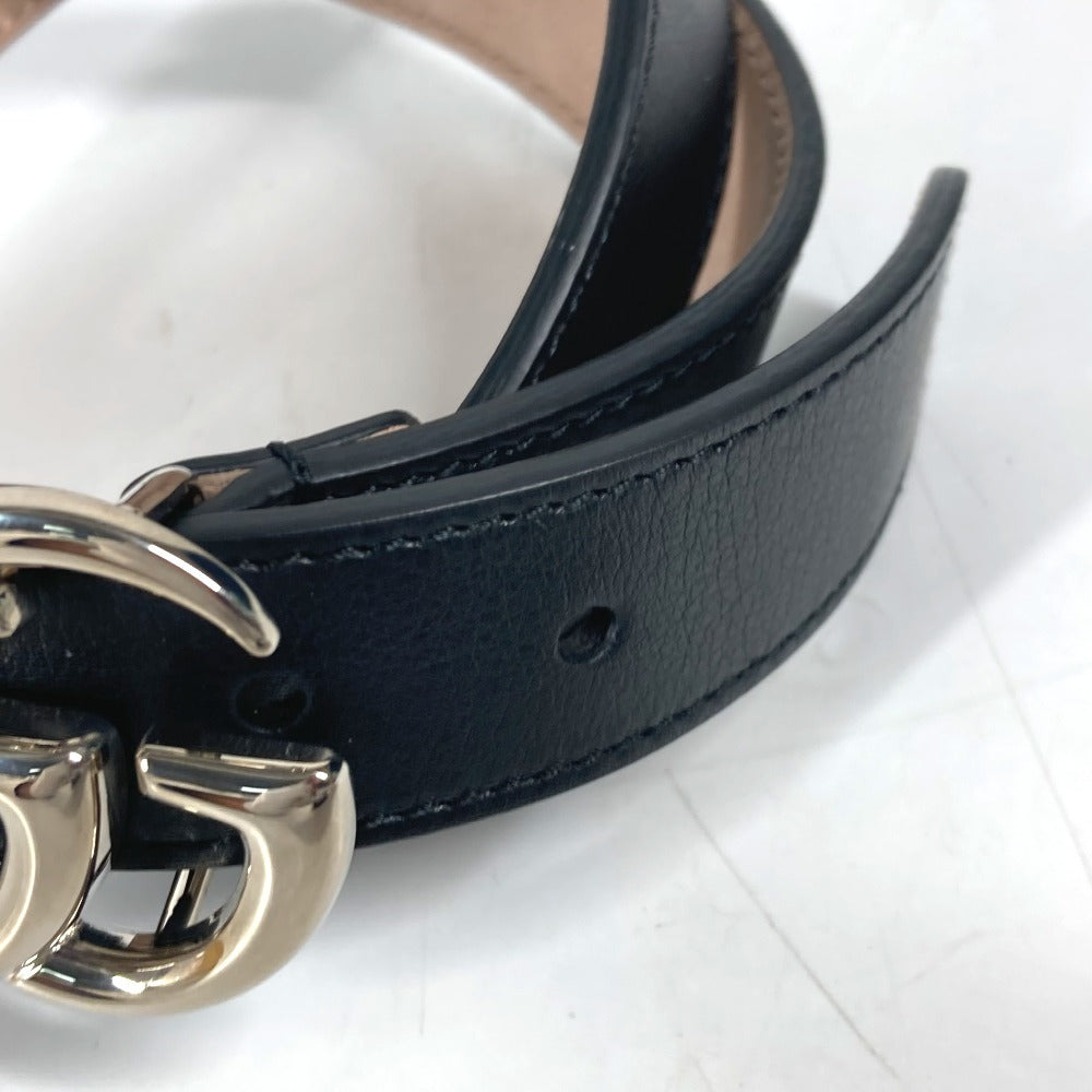 GUCCI belt 432707 leather black GG buckle Kids L Used Authentic