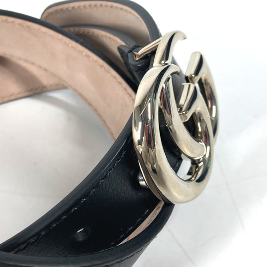 GUCCI belt 432707 leather black GG buckle Kids L Used Authentic