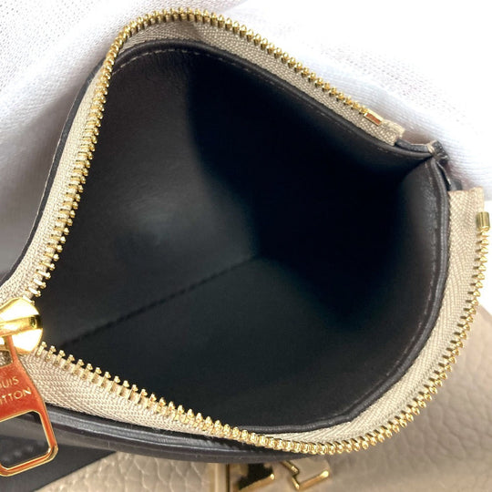 LOUIS VUITTON Trifold wallet M62159 Taurillon Clemence Leather beige Portefeuille Compact Women Used Authentic