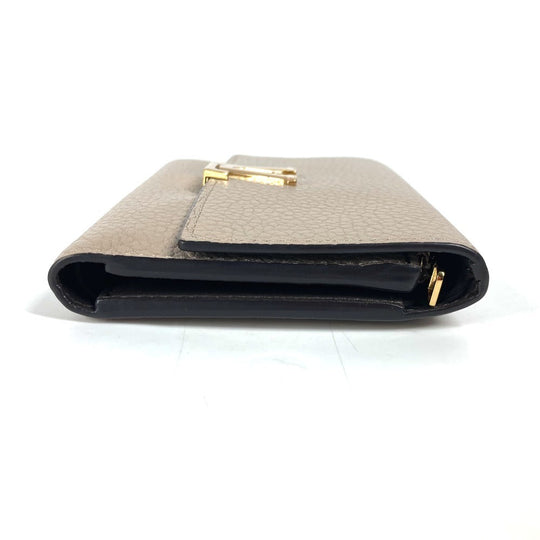 LOUIS VUITTON Trifold wallet M62159 Taurillon Clemence Leather beige Portefeuille Compact Women Used Authentic