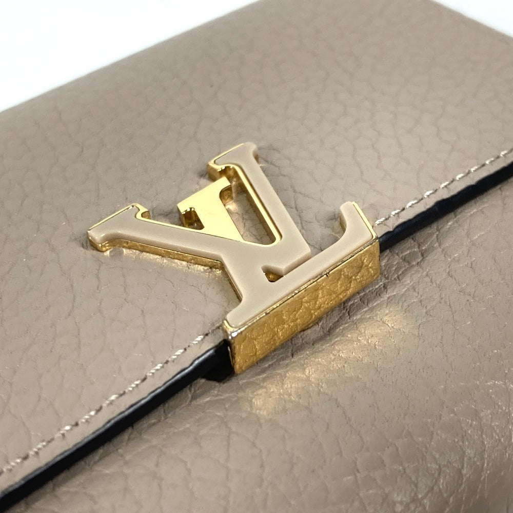 LOUIS VUITTON Trifold wallet M62159 Taurillon Clemence Leather beige Portefeuille Compact Women Used Authentic