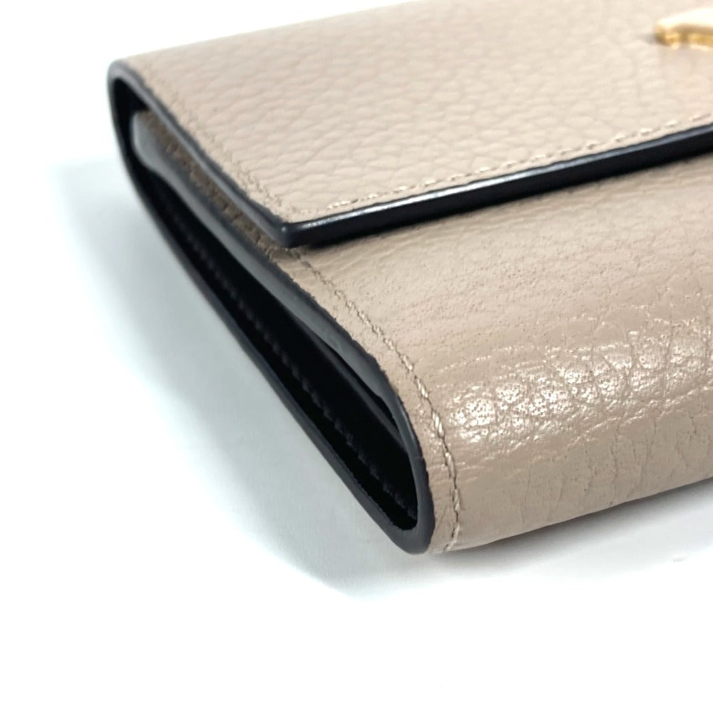 LOUIS VUITTON Trifold wallet M62159 Taurillon Clemence Leather beige Portefeuille Compact Women Used Authentic