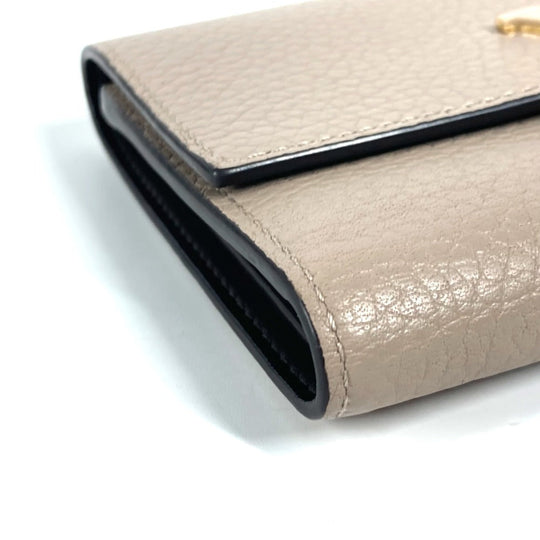 LOUIS VUITTON Trifold wallet M62159 Taurillon Clemence Leather beige Portefeuille Compact Women Used Authentic