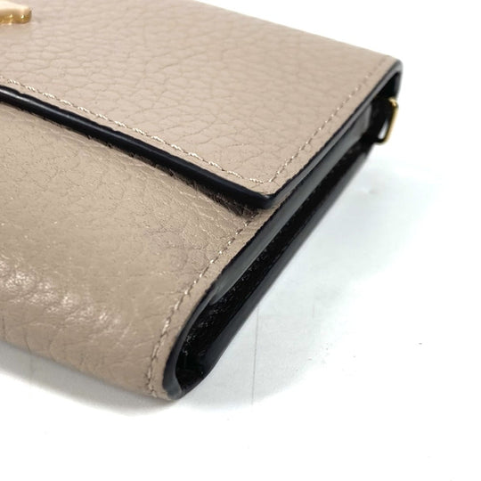 LOUIS VUITTON Trifold wallet M62159 Taurillon Clemence Leather beige Portefeuille Compact Women Used Authentic