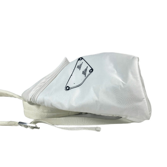 PRADA Backpack 1BZ07 Nylon white logo bicolor signeau print unisex(Unisex) Used Authentic