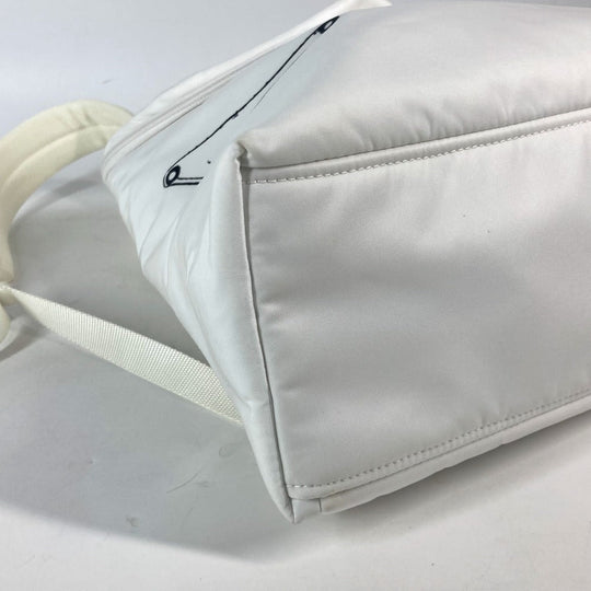 PRADA Backpack 1BZ07 Nylon white logo bicolor signeau print unisex(Unisex) Used Authentic