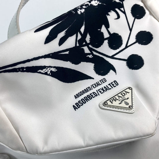 PRADA Backpack 1BZ07 Nylon white logo bicolor signeau print unisex(Unisex) Used Authentic