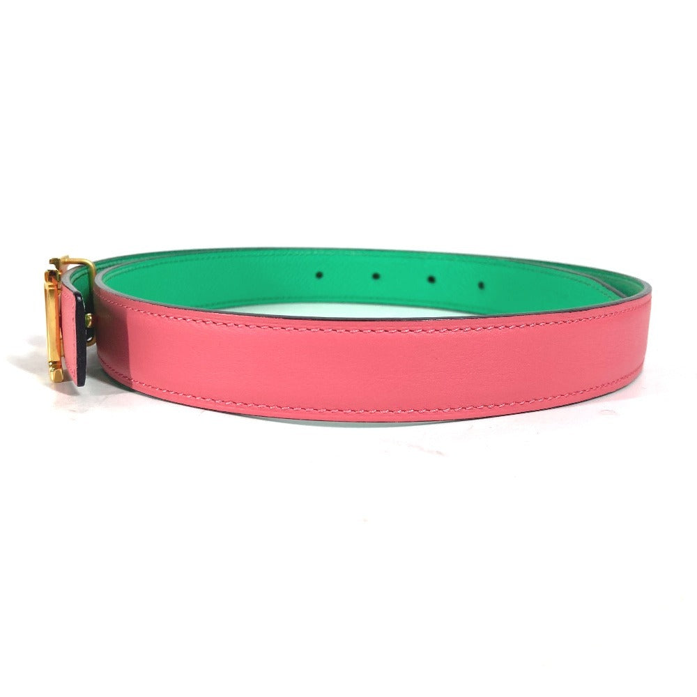 HERMES belt Epsom, Swift Pink x green Constance reversible H belt Women 75 Used Authentic