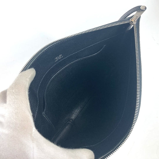 HERMES Clutch bag Epsom black logo City Hall business bag PM unisex(Unisex) Used Authentic