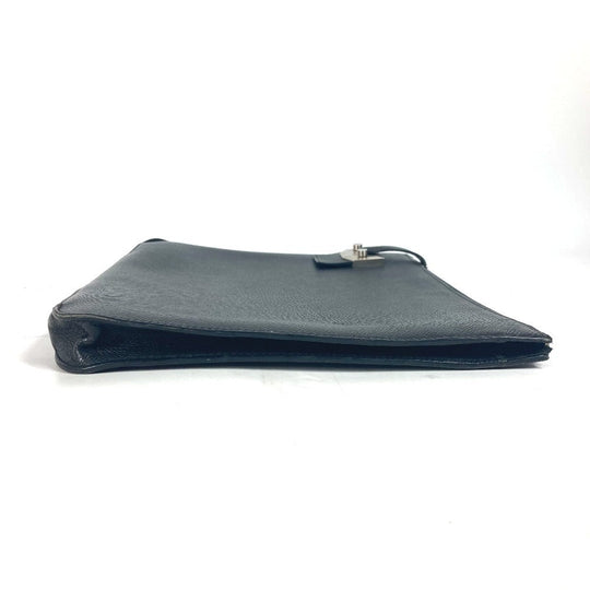 HERMES Clutch bag Epsom black logo City Hall business bag PM unisex(Unisex) Used Authentic