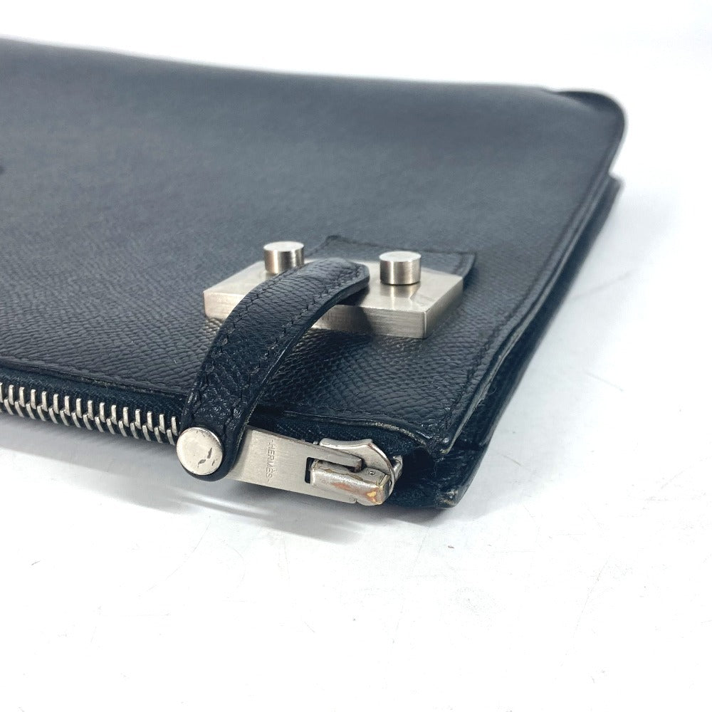HERMES Clutch bag Epsom black logo City Hall business bag PM unisex(Unisex) Used Authentic