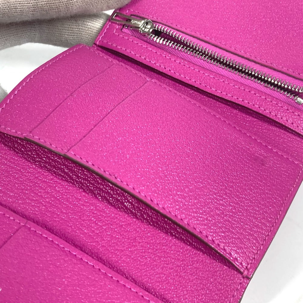 HERMES Trifold wallet Shave Pink type Purple type Bearn Compact Combination Women Used Authentic