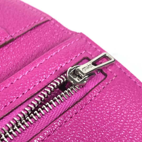 HERMES Trifold wallet Shave Pink type Purple type Bearn Compact Combination Women Used Authentic