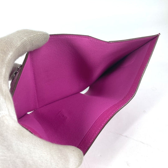 HERMES Trifold wallet Shave Pink type Purple type Bearn Compact Combination Women Used Authentic