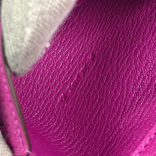 HERMES Trifold wallet Shave Pink type Purple type Bearn Compact Combination Women Used Authentic