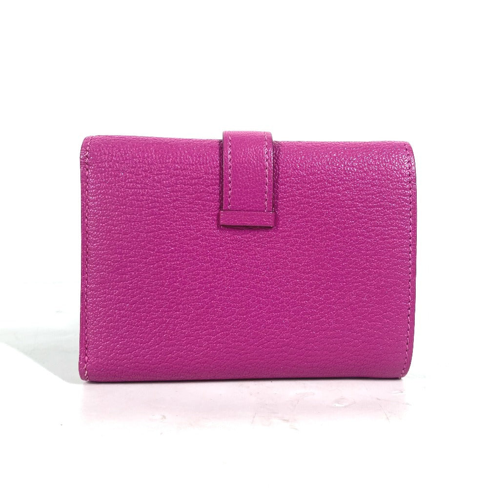 HERMES Trifold wallet Shave Pink type Purple type Bearn Compact Combination Women Used Authentic