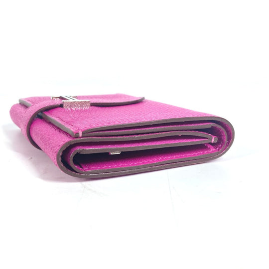 HERMES Trifold wallet Shave Pink type Purple type Bearn Compact Combination Women Used Authentic