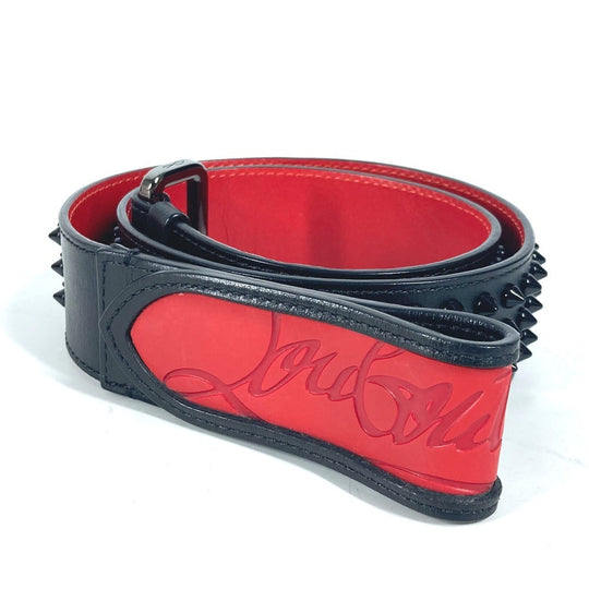Christian Louboutin belt leather black Studs logo unisex(Unisex) Used Authentic
