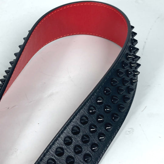 Christian Louboutin belt leather black Studs logo unisex(Unisex) Used Authentic