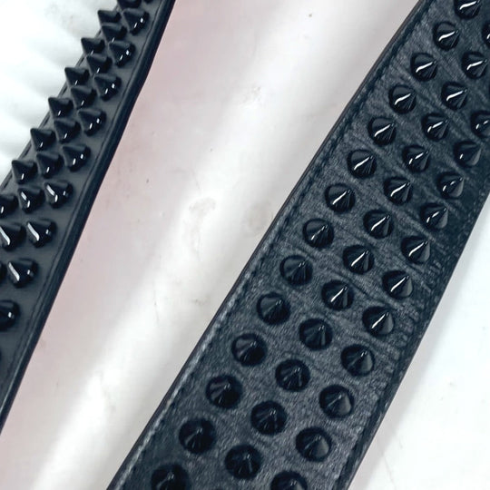 Christian Louboutin belt leather black Studs logo unisex(Unisex) Used Authentic