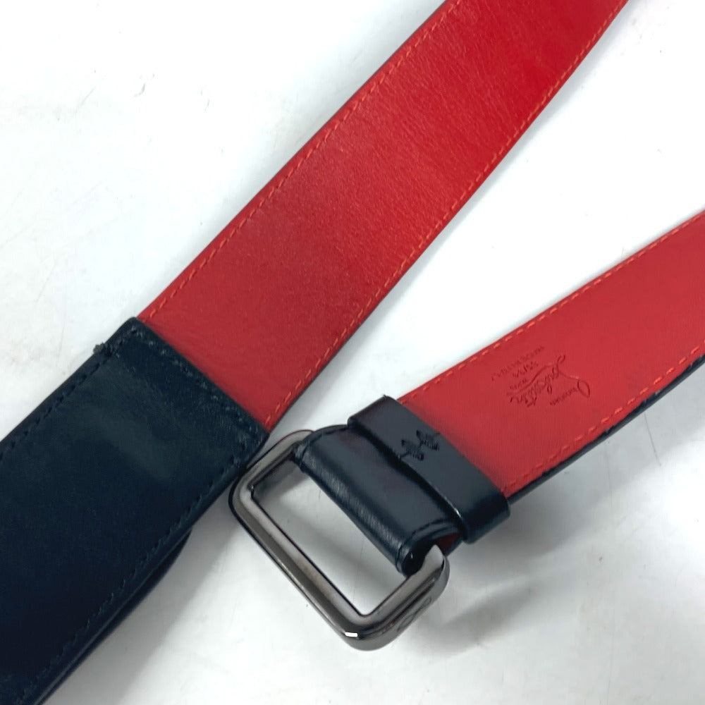 Christian Louboutin belt leather black Studs logo unisex(Unisex) Used Authentic