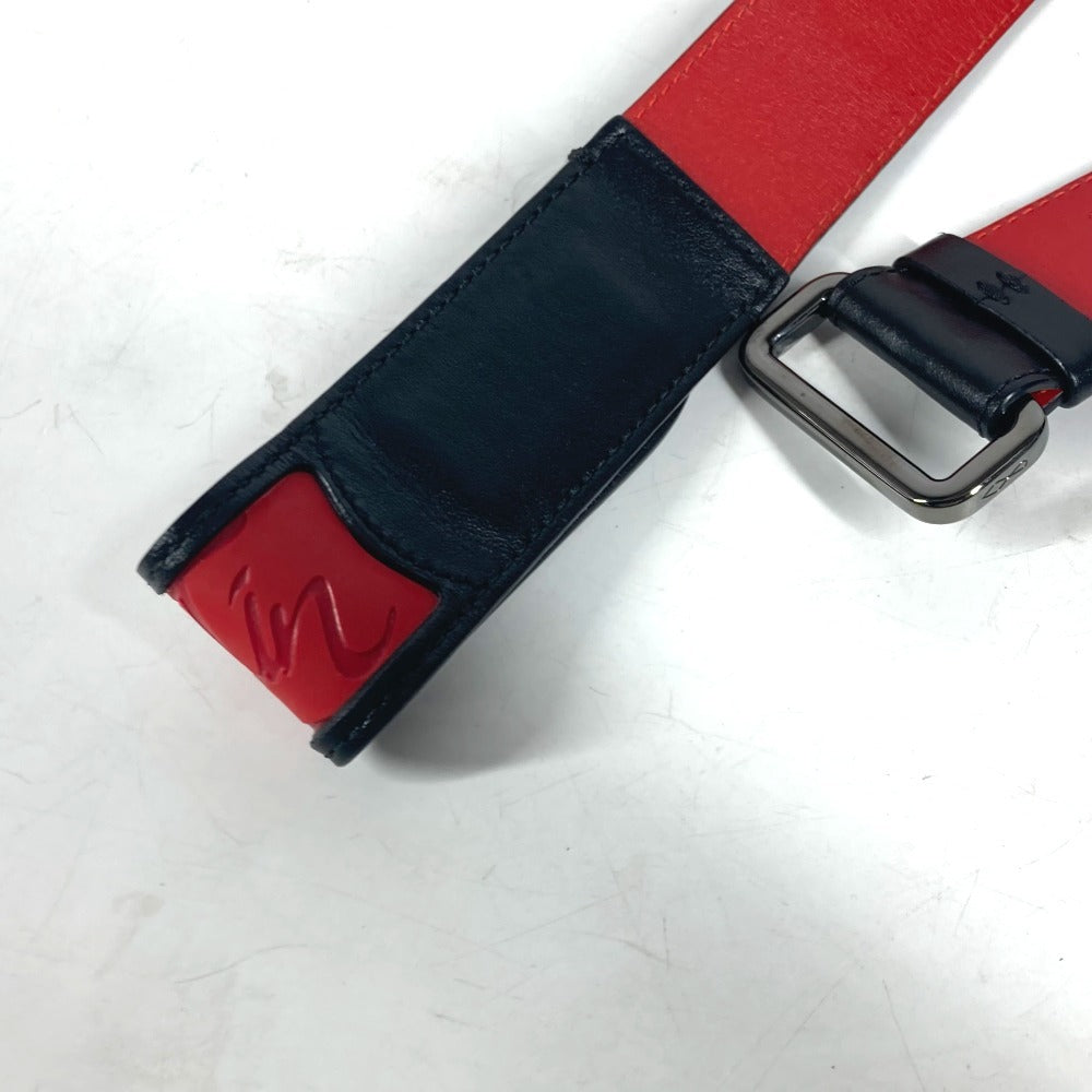 Christian Louboutin belt leather black Studs logo unisex(Unisex) Used Authentic