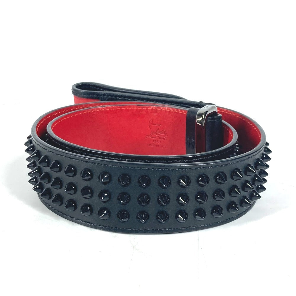 Christian Louboutin belt leather black Studs logo unisex(Unisex) Used Authentic