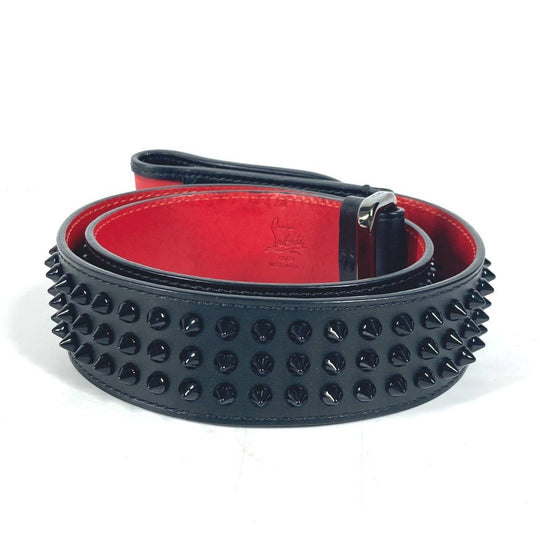 Christian Louboutin belt leather black Studs logo unisex(Unisex) Used Authentic