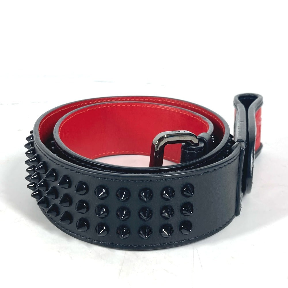 Christian Louboutin belt leather black Studs logo unisex(Unisex) Used Authentic