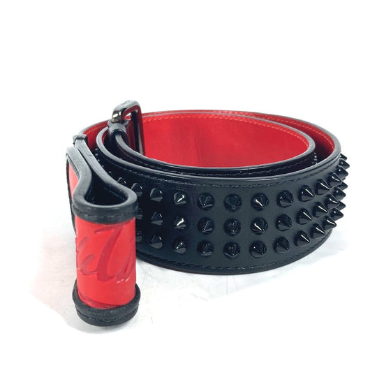 Christian Louboutin belt leather black Studs logo unisex(Unisex) Used Authentic
