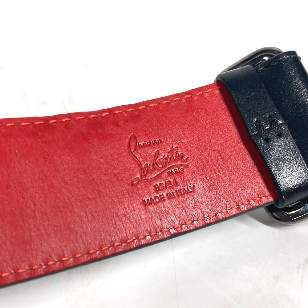 Christian Louboutin belt leather black Studs logo unisex(Unisex) Used Authentic