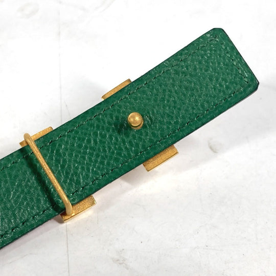 HERMES belt leather Red x green By color H belt Women 60 Used Authentic