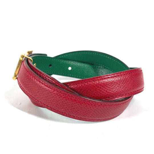 HERMES belt leather Red x green By color H belt Women 60 Used Authentic
