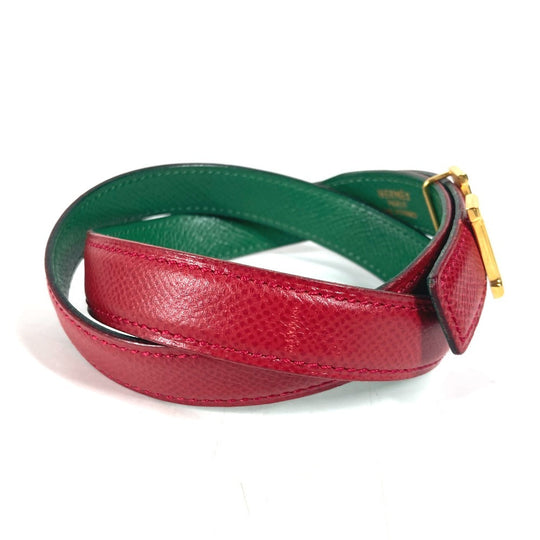 HERMES belt leather Red x green By color H belt Women 60 Used Authentic