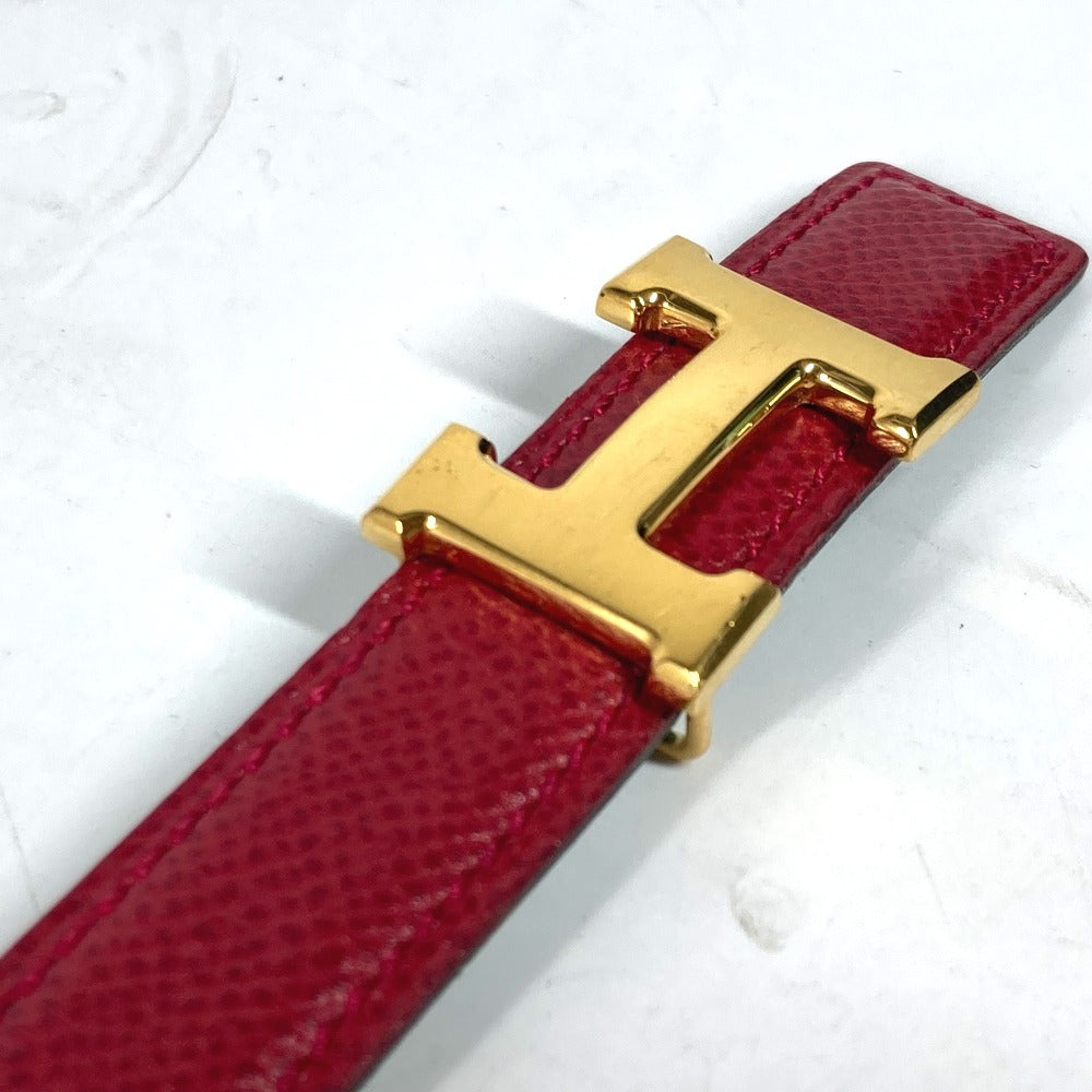 HERMES belt leather Red x green By color H belt Women 60 Used Authentic